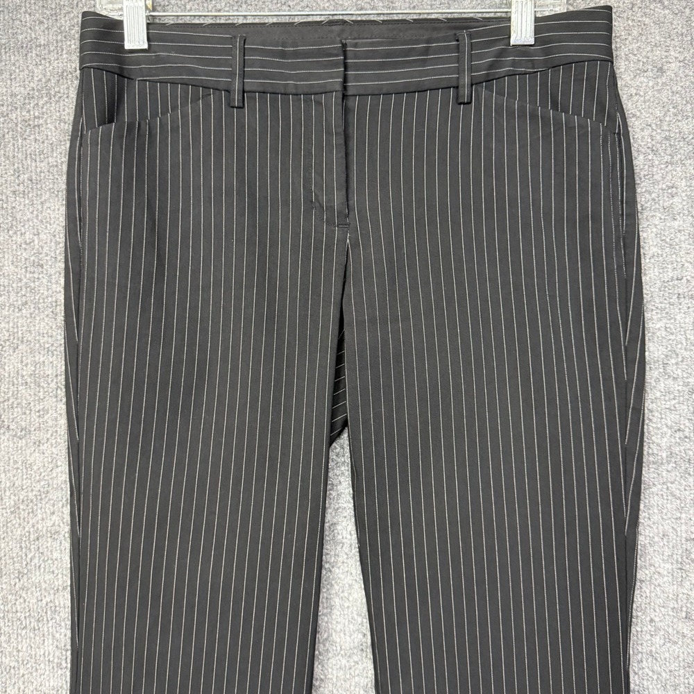Express Design Studio Editor Pants Women 4R Black Pinstripe Flare Leg Workwear - Picture 12 of 14
